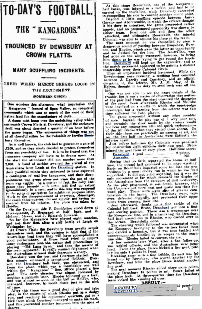 1908 Dewsbury v Australia 31-10-1908 Yorkshire Evening Post