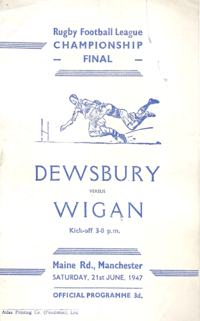 Dewsbury v Wigan 1947 Official Programme